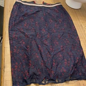 Navy/burgundy lace pencil skirt